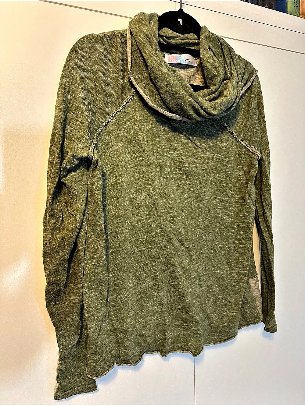 Free People Beach Cowl Neck Tunic in Green Cotton